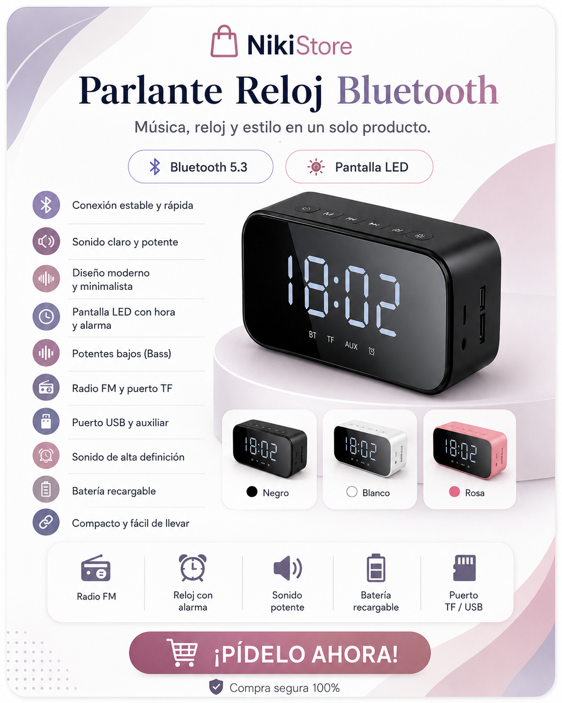 PARLANTE DESPERTADOR P6